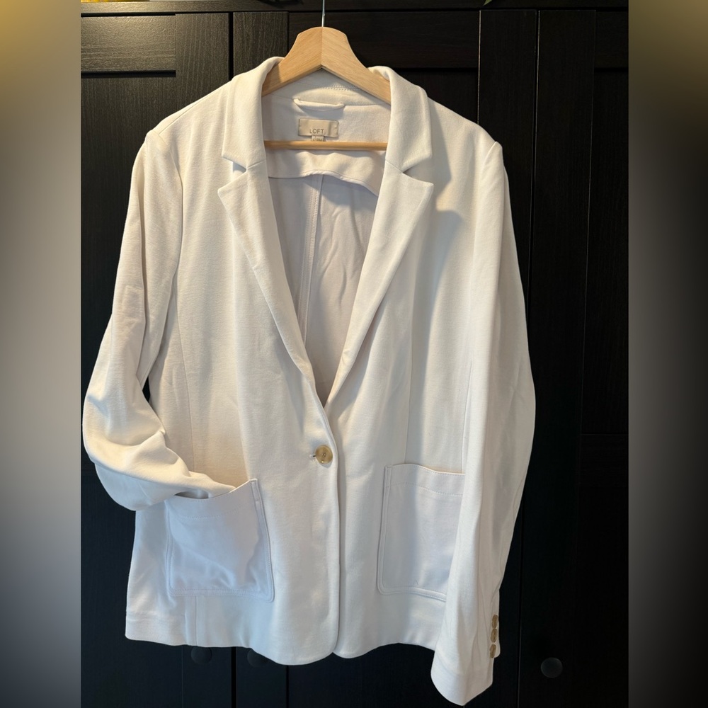 Loft White Women's Single-Button Blazer Jacket